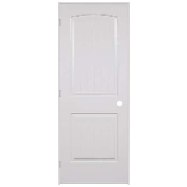 Steves & Sons 32 in. x 80 in. 2-Panel Round Top Plank Smooth Hollow Core Primed White Composite Single Prehung Interior Door