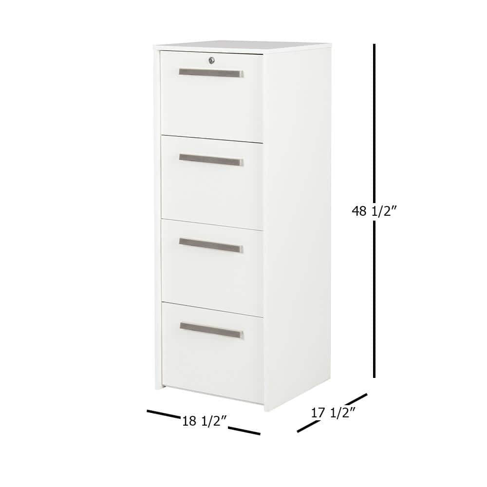 White Woodgrain 4-Drawer Lockable Lateral File Cabinet