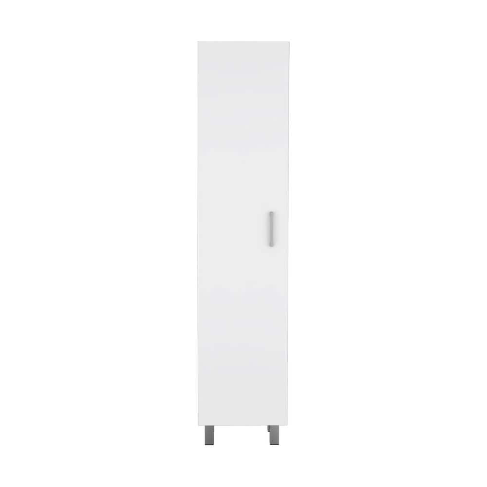 15.70 in. W x 12.30 in. D x 70.90 in. H White Particle Board Freestanding Linen Cabinet w/3-Hangers in White price history on PriceWatchPro