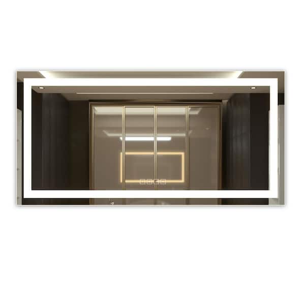 KINWELL 72 in. W x 36 in. H Large Rectangular Frameless Anti-Fog Wall Mount Bathroom Vanity Mirror