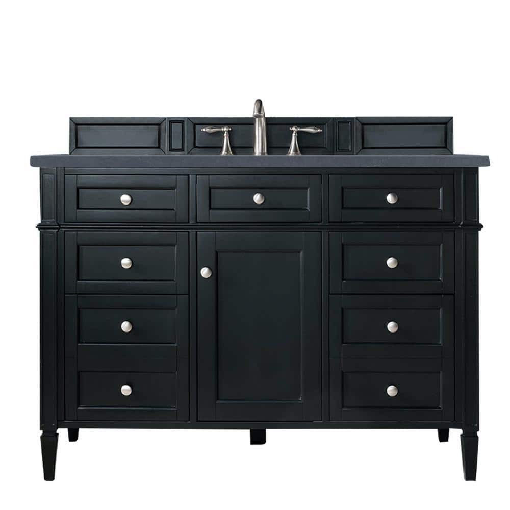 Brittany 48 in. W x 23.5 in.D x 34 in. H Single Bath Vanity in Black Onyx with Quartz Top in Charcoal Soapstone -  James Martin Vanities, 650V48BKO3CSP