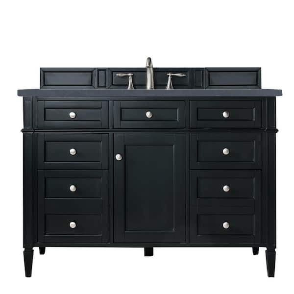 James Martin Vanities Brittany 48 in. W x 23.5 in.D x 34 in. H Single Bath Vanity in Black Onyx with Quartz Top in Charcoal Soapstone