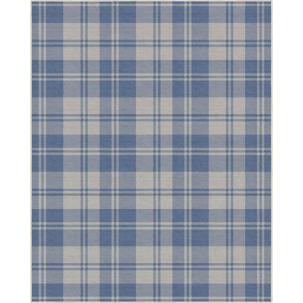 Blue 7 ft. 7 in. x 9 ft. 10 in. Apollo Plaid Farmhouse Geometric Area Rug price history on PriceWatchPro