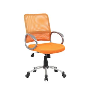Mesh Desk Chair Orange Mesh Fabric Pewter Arms and Base Puematic Lift