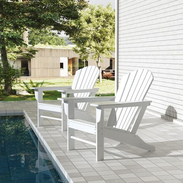 LuckByte Traditional Curve Back White Plastic Outdoor Patio