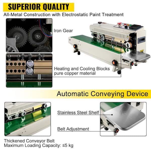 VEVOR Silver Automatic Continuous Band Sealer Digital Temperature Control  Vertical Automatic Sealing Machine for Bag Film FRB-770LSBMLXFKJ1V1 - The  Home Depot