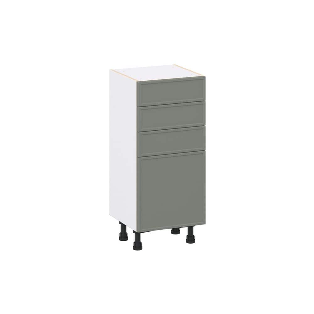 Fairview 15 in. W x 14 in. D x 34.5 in. H Assembled Slim Shaker Base Kitchen Cabinet in Moss Green with 3-Drawers price history on PriceWatchPro