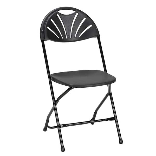 Cosco 60542BLK8E Heavy-Duty Black Fan Back Plastic Outdoor Safe Folding Chair (Set of 8) - 2