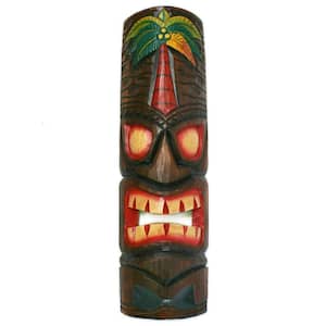 20 in. Tiki Mask Palm Tree Polynesian Wood Art Decoration