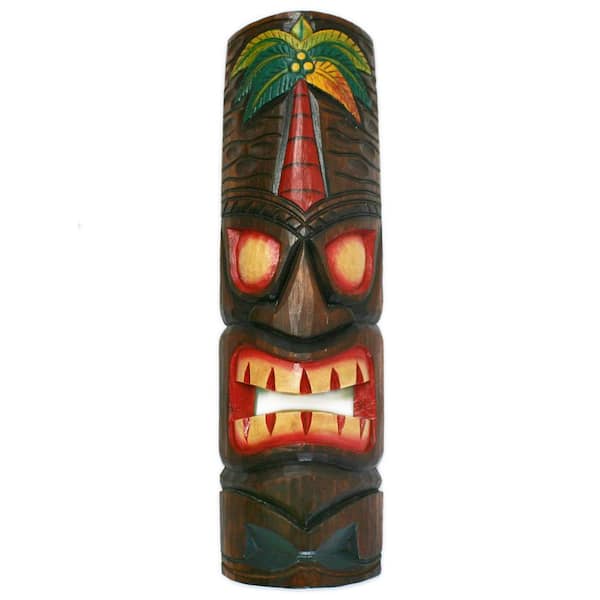 Backyard X-Scapes 20 in. Tiki Mask Palm Tree Polynesian Wood Art Decoration