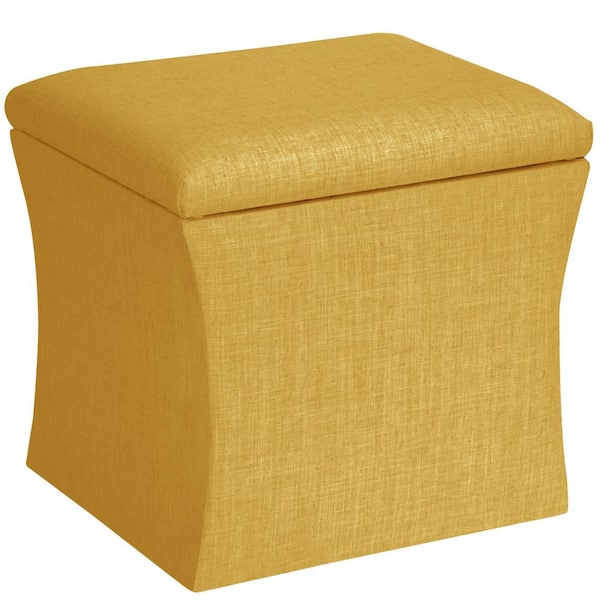 Unbranded Linen French Yellow Storage Ottoman