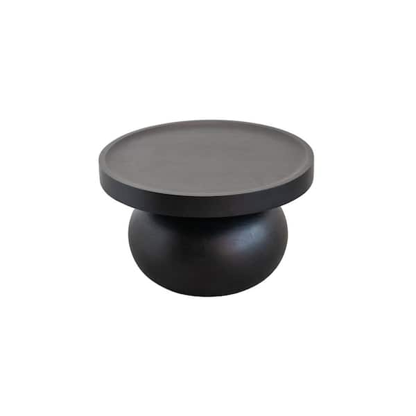 19.5 in. Black Round Mango Wood Coffee Table