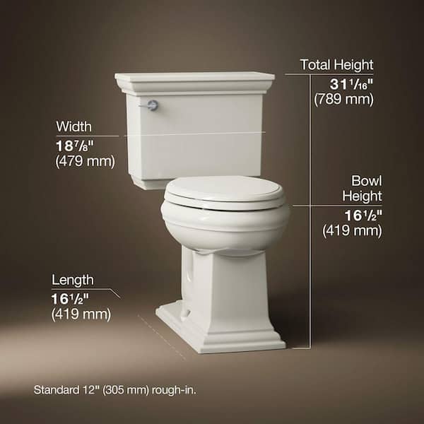 Memoirs 12 in. Rough In 2-Piece 1.28 GPF Single Flush Elongated Toilet in Biscuit Seat Not Included