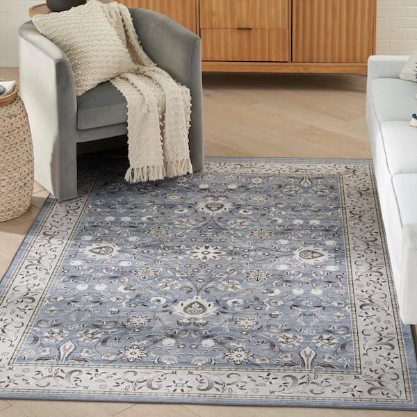 Vintage Home Blue 4 ft. x 6 ft. Center medallion Traditional Area Rug