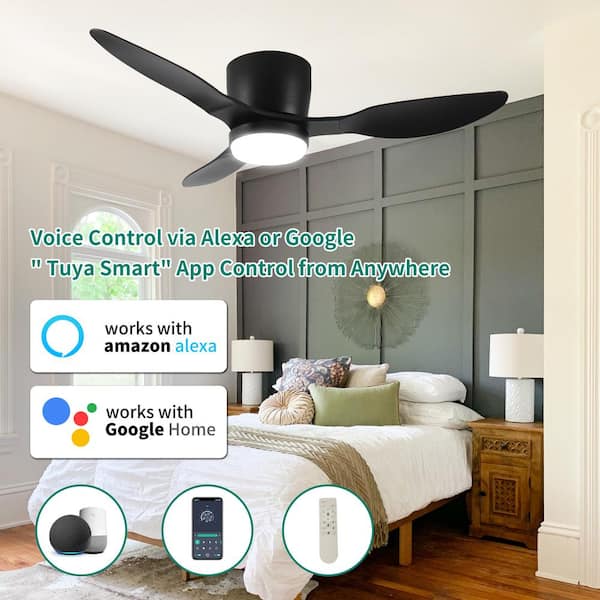 Lasaideal 42 Smart LED Indoor Black Ceiling Fan with Light