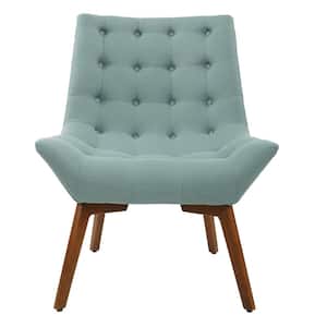 Shelly Sea Fabric with Coffee Legs Tufted Chair