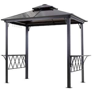 8.9 ft. L x 4.9 ft. W Outdoor Patio Double-Tier BBQ Canopy Gazebo with 2 Separate Shelves and 6-Hooks for Utensils