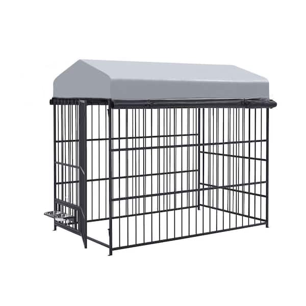 Tidoin 71 in. H x 79 in. W x 47 in. D Metal Heavy Duty Dog Pens Pet Fence with Door