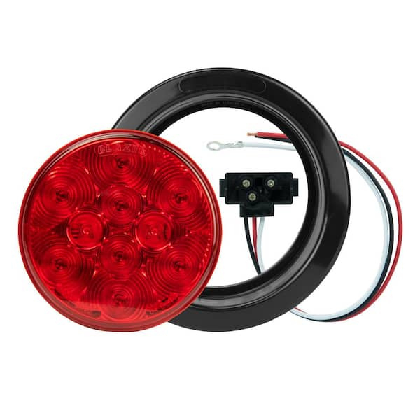 Blazer International Stop/Tail/Turn 4 in. LED Round Lamp Red with Grommet and Plug