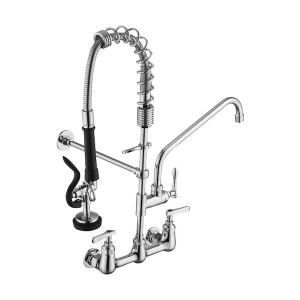 25 in. H. 360° Spout Swivel 2-Handle Pull Down Sprayer Kitchen Faucet with Corrosion Resistant in Chrome