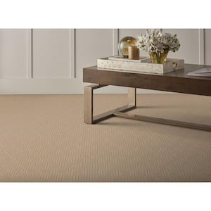 Upland Grid - Oakwood - Brown 13.2 ft. 34 oz. Wool Pattern Installed Carpet