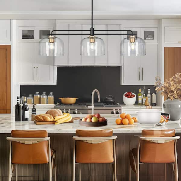 N＠✨ Zevni Modern Industrial 43.3 in. 3-Light Linear Black Pendant