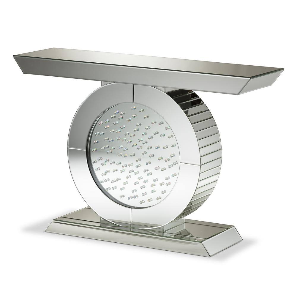 Elegant Cagney 46'' Silver Mirrored Glam Console Table