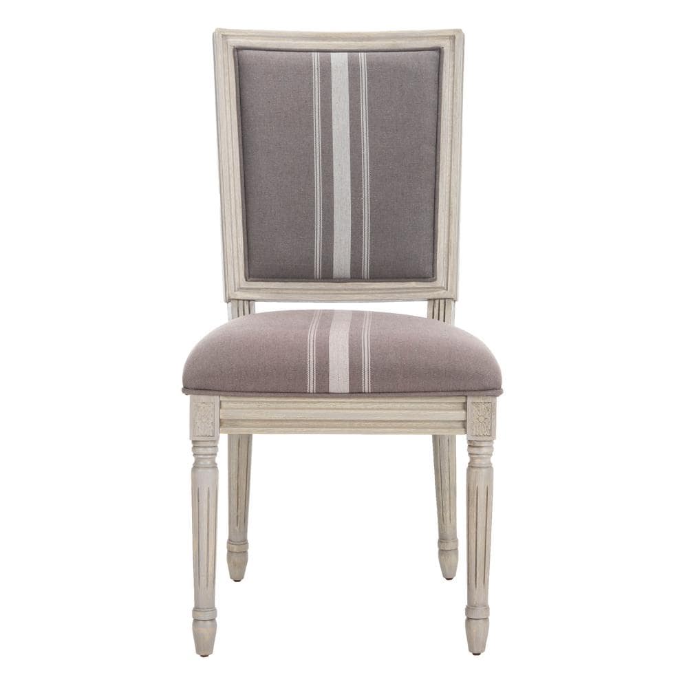 Elegant Transitional Grey Linen Upholstered Side Chair Set