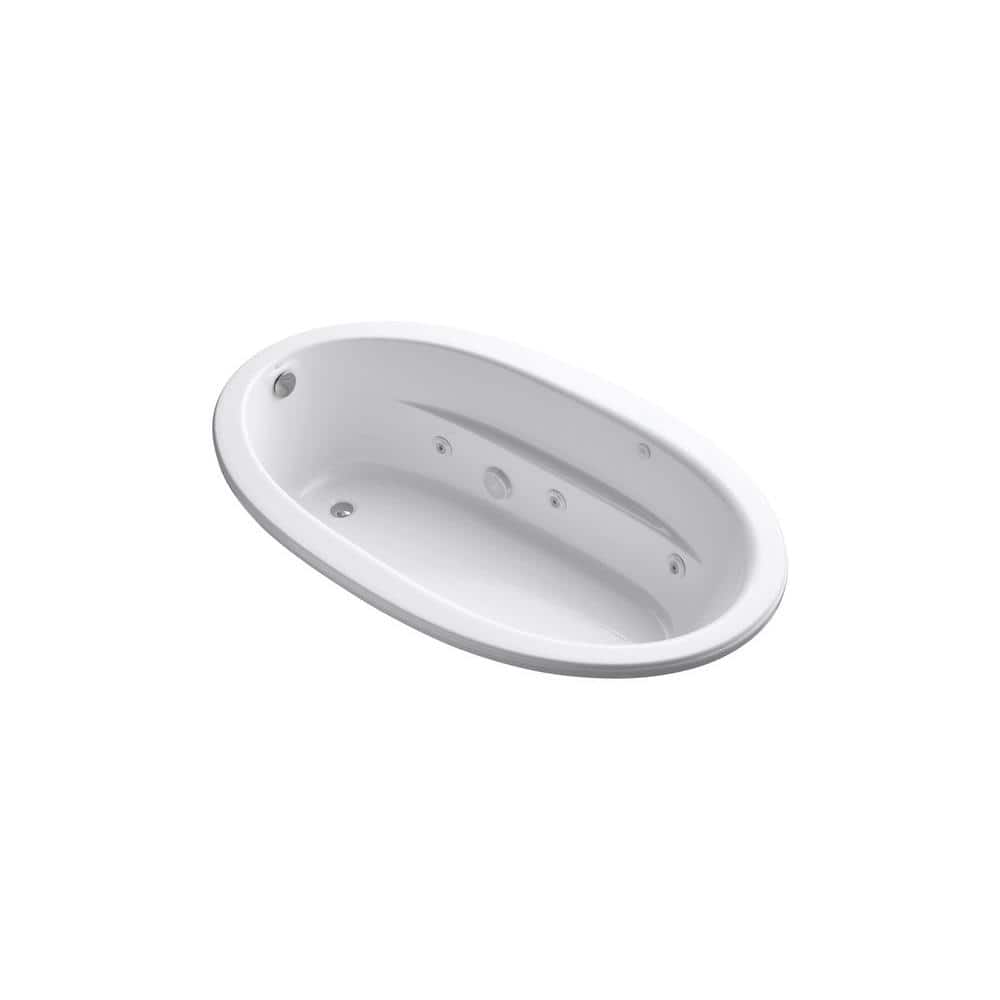 Sunward 72 in. Oval Drop-in Whirlpool Bathtub in White with Heater price history on PriceWatchPro
