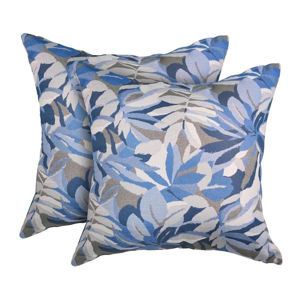 Astella Dewey Blue Square Accent Lounge Outdoor Throw Pillow (Set of 2)