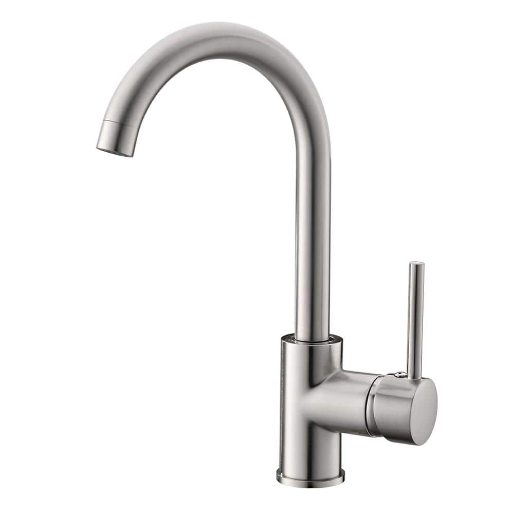 Single Handle Bar Faucet, Kitchen Faucet with Water Supply Lines in Brushed