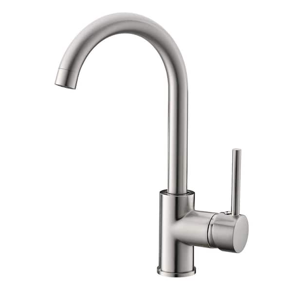 Unbranded Single Handle Bar Faucet, Kitchen Faucet with Water Supply Lines in Brushed Nickel