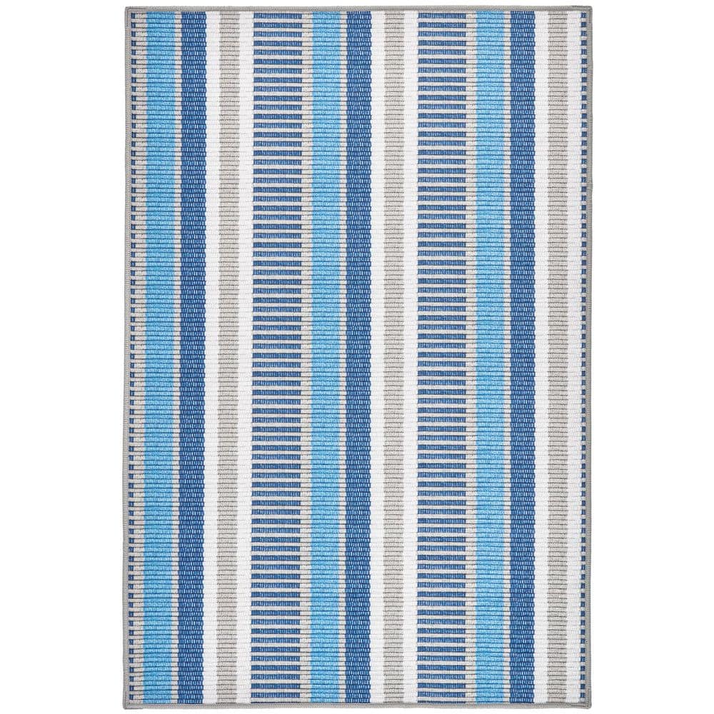 Always Greener Machine Washable Blue/Grey 3 ft. x 5 ft. Indoor Area Rug price history on PriceWatchPro