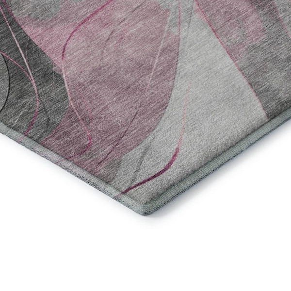 Mayfield Premium Machine Washable Abstract AMF1668 Pink 8 ft. x 10 ft. Area Rug