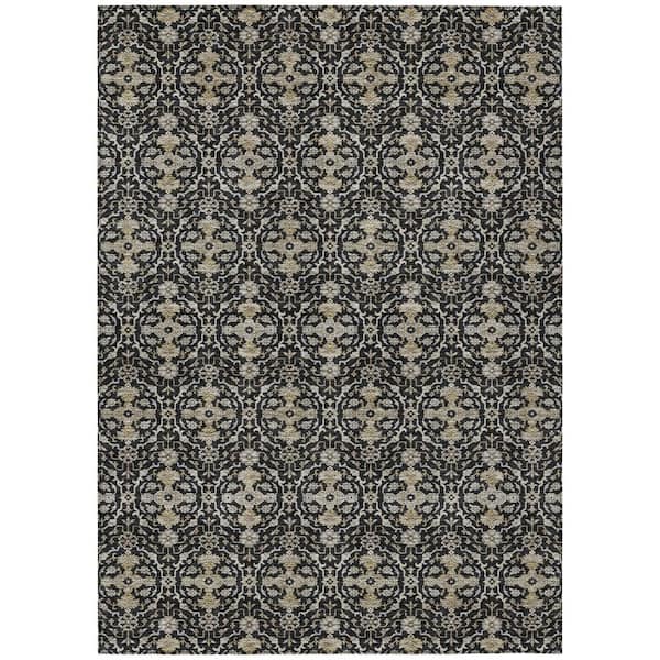 Chantille Machine Washable Indoor/Outdoor Abstract ACN2917 Black 10 ft. x 14 ft. Area Rug
