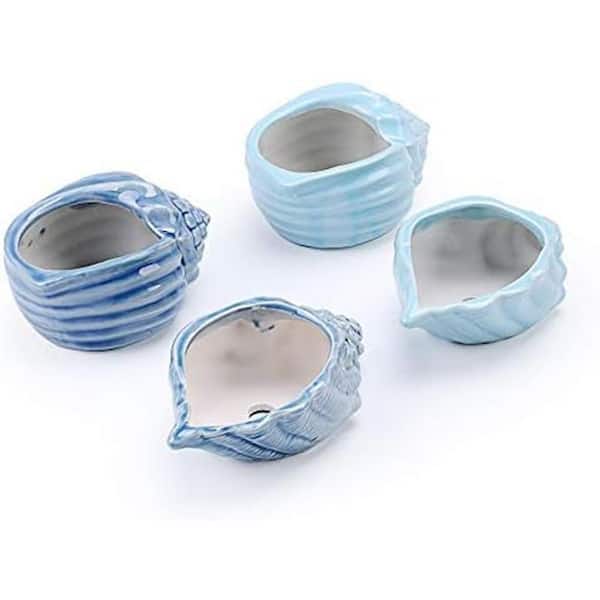 5.51 in. L x 5.51 in. W x 2.95 in. H Blue Ocean Ceramic Indoor/Outdoor Succulent Window Boxes and Throughs (Set 4)