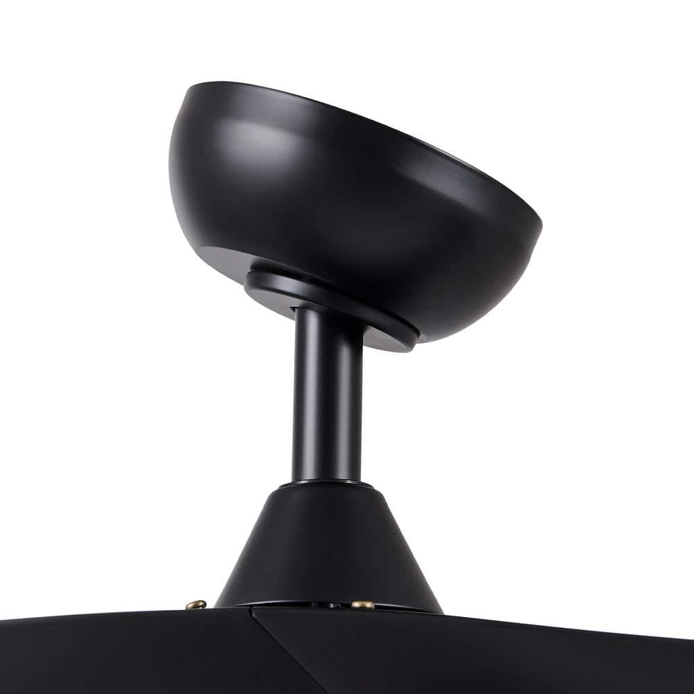52" Black Modern Ceiling Fan with Dimmable LED Light and Remote