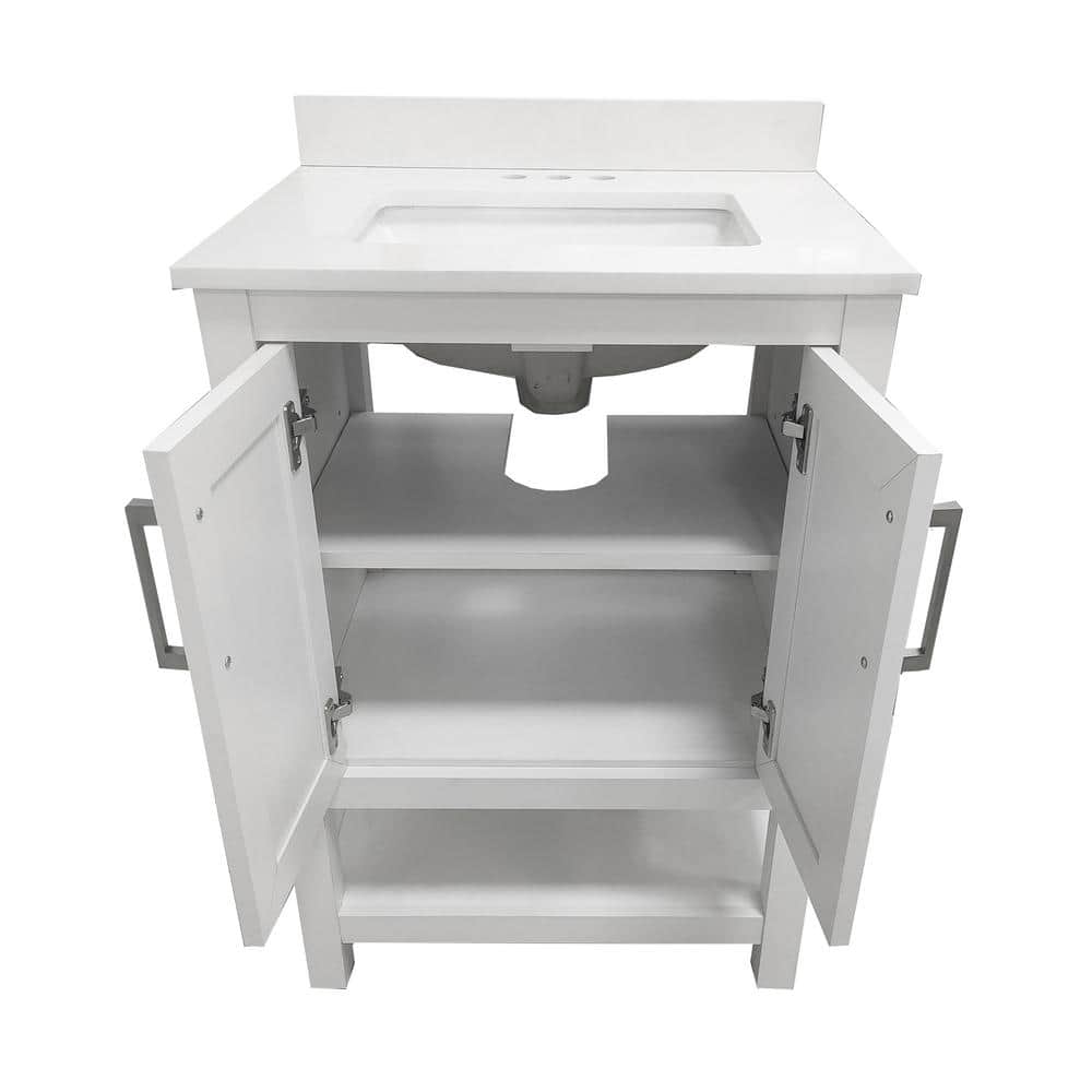 Vivien 24" White Composite Freestanding Bathroom Vanity with Ceramic Sink