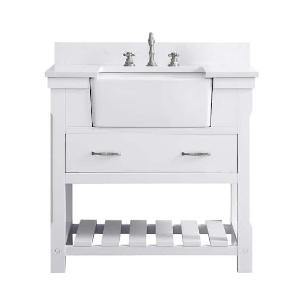 Wesley 42 in. W x 22 in. D Bath Vanity in White with Engineered Stone Vanity Top in Ariston White with White Sink
