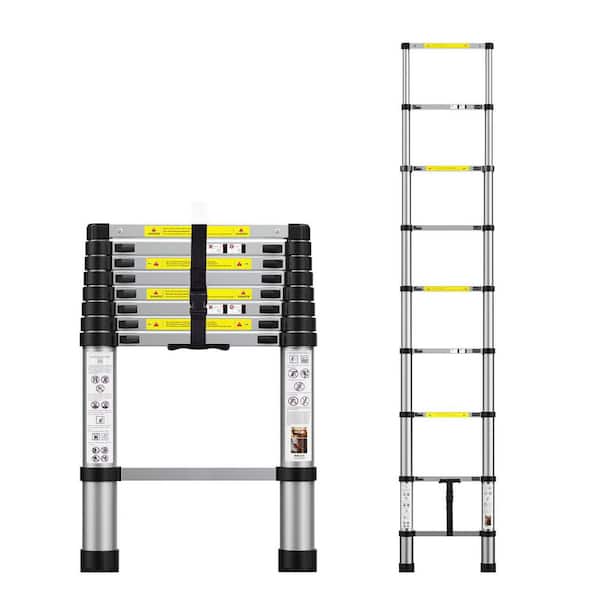 8.5 ft. Telescoping Aluminum Extension Ladder with Carry Bag, Heavy Duty 330 lb. Max Capacity for Outdoor Indoor Use