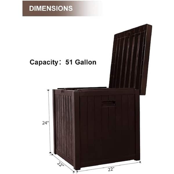 Suncrown 51 Gal. Square Brown Resin Deck Box with Handles HD
