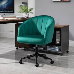 24.75" x 26.5" x 35" Green Polyester Rolling Leisure Ergonomic Task Chair with Arms