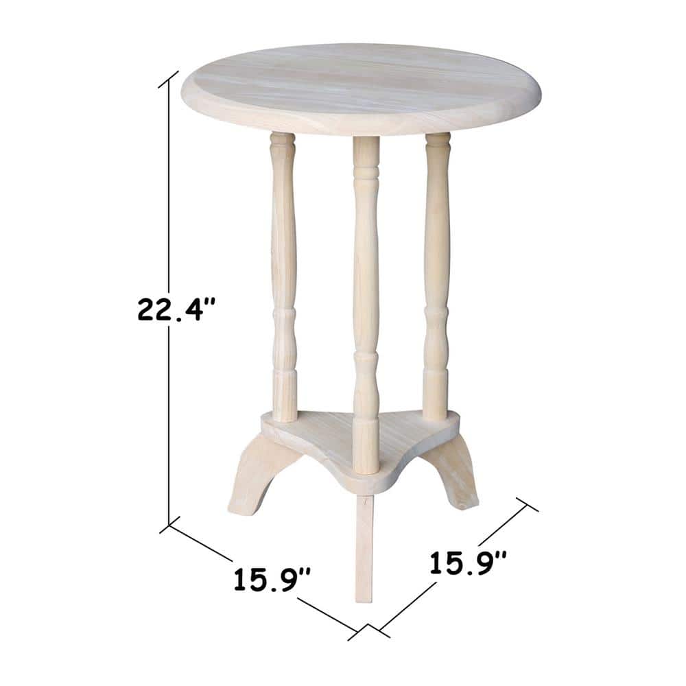 Unfinished Round Parawood Plant Table with Spindle Legs