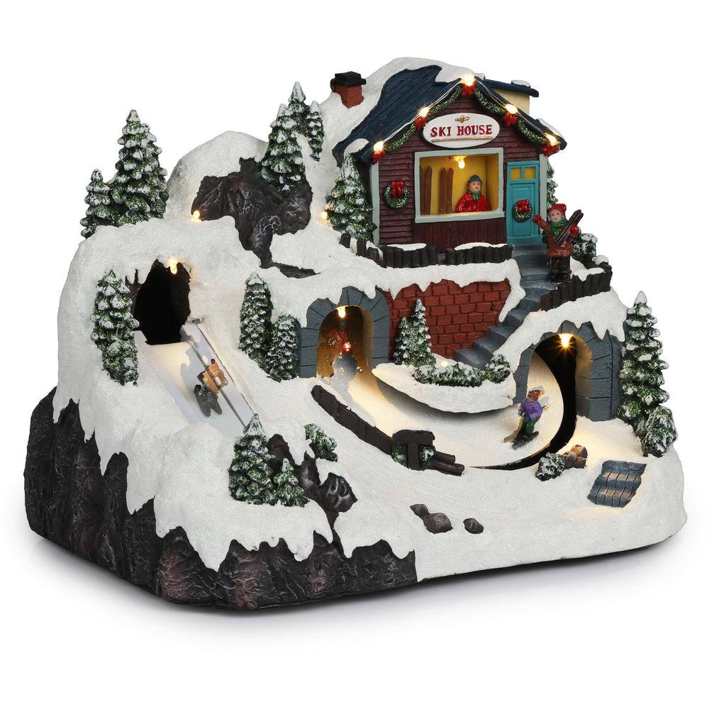 Animated Christmas Ski Resort with LED Lights