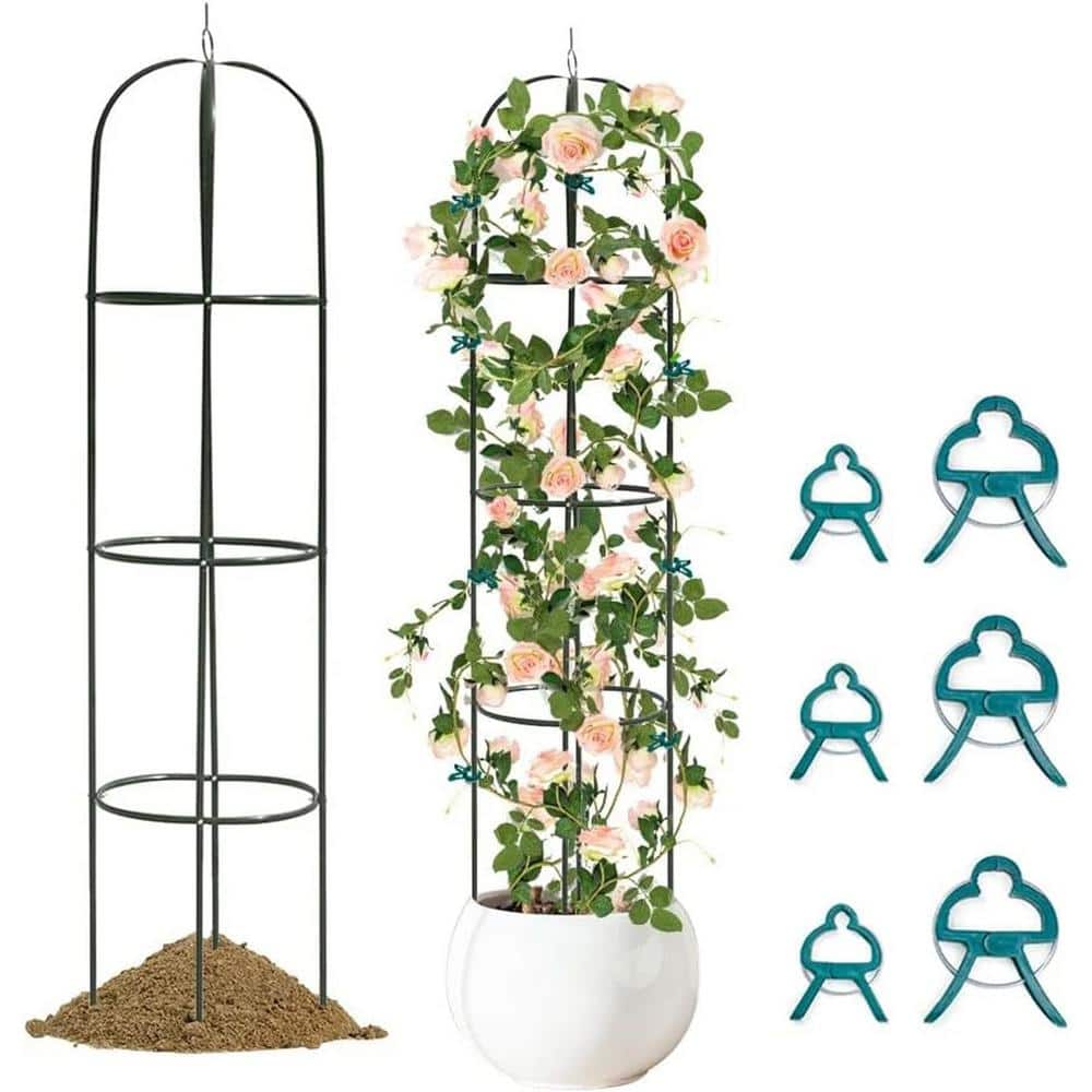 ITOPFOX 94 in. Metal Garden Trellis with Tomato, Vine Clips for Indoor ...