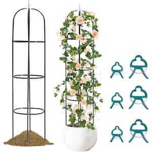94 in. Metal Garden Trellis with Tomato, Vine Clips for Indoor/Outdoor Lawn Garden, Plant Clips for Climbing Plants