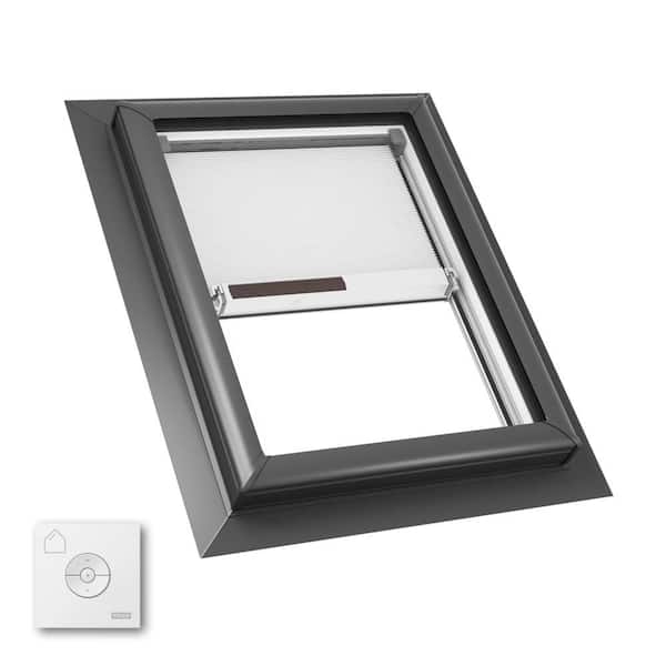 22-1/2 x 30-1/2 in. Fixed Self Flashed Skylight with Laminated Low-E3 Glass and White Solar Powered Room Darkening Shade