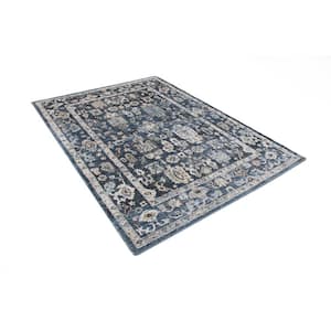 Ashland Blue 4 ft. x 6 ft. (3 ft. 6 in. x 5 ft. 6 in.) Geometric Transitional Accent Rug
