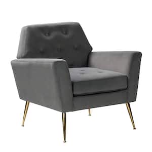 Ernesto Grey Upholstered Armchair with Tufted Back