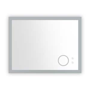 36 in. W x 28 in. H Rectangular Frameless with Magnifier and 3-Color Dimming LED Anti-Fog Wall Bathroom Vanity Mirror